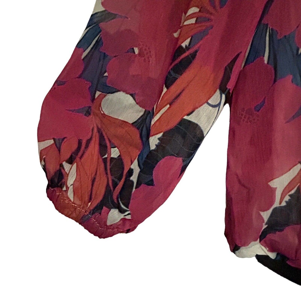 Monroe & Main Chiffon Overlay Pink Floral Blouson Career Dinner Party Guest Top - Picture 8 of 16